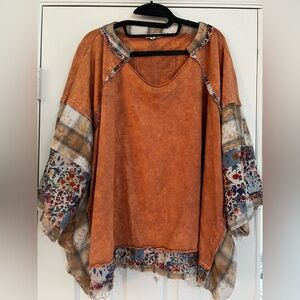 Orange Patchwork Boho Top